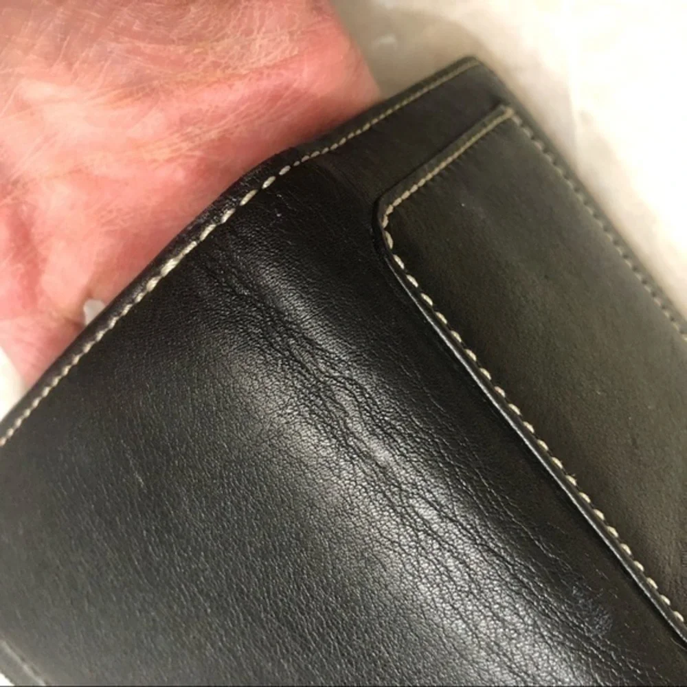 Coach black leather soho checkbook wallet